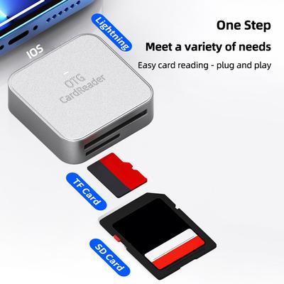 2-in-1 for SD TF Card Reader Plug and Play Mobile Phone External Card Reader Data Converter for iPhone Micro Type-C Phone Tablet