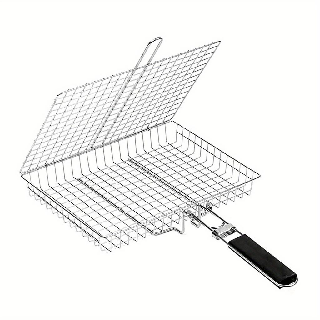 Faltbarer Griff BBQ Grillkorb für das Grillen im Freien Multifunktionales Kochgestell für Hähnchen Fisch Fleisch Mais Grillgitter