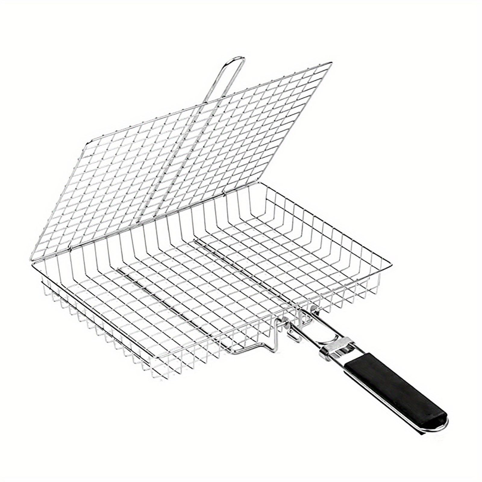 

Foldable Handle BBQ Grill Basket for Outdoor Grilling Multi Functional Cooking Rack for Chicken Fish Meat Corn Grilling Mesh One Size
