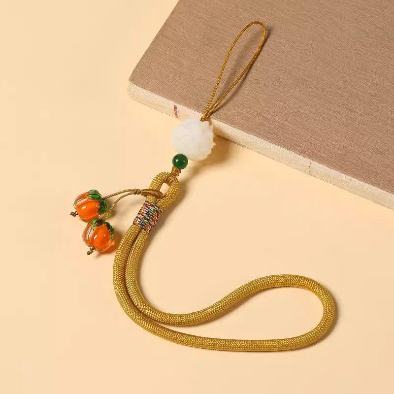 Persimmon Glass Pendant Phone Charm Lanyard Keychain жёлтый