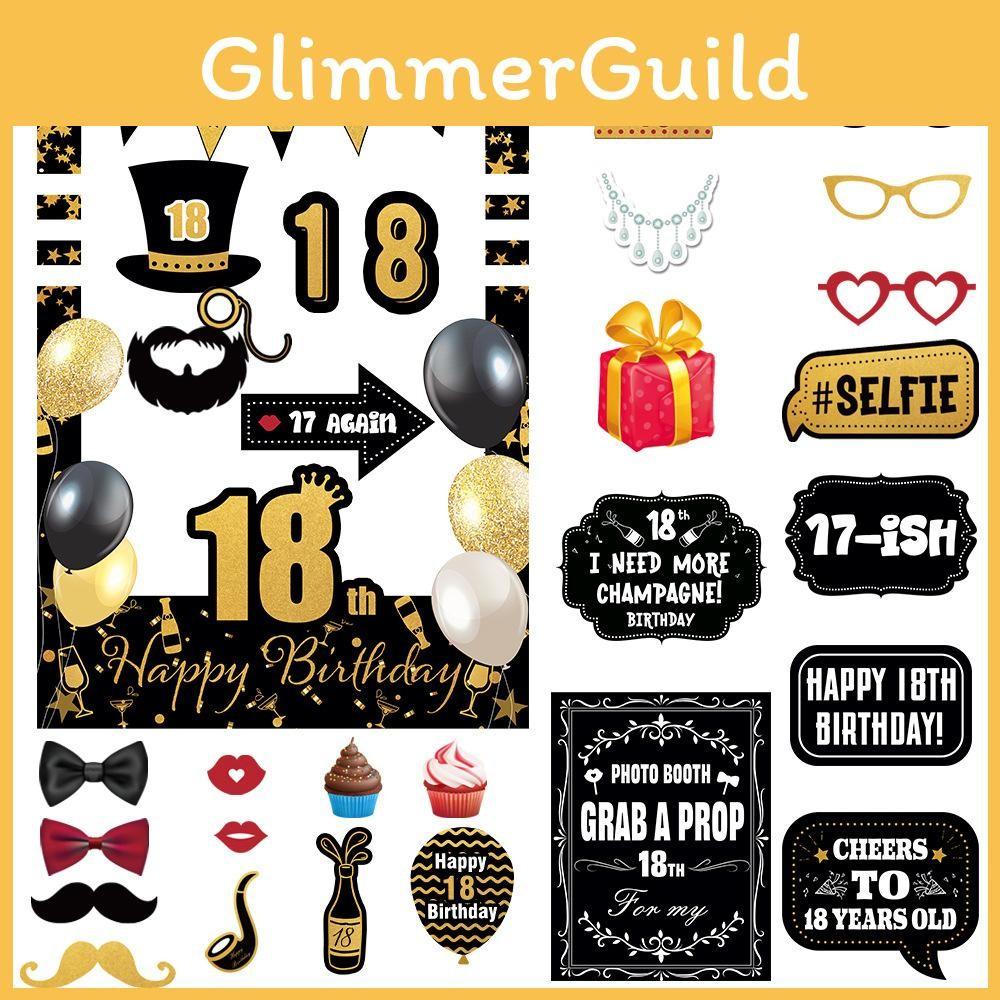Birthday Photo Party Prop Set With Paper Frame Cartoons Decor For Ages 18 80 To