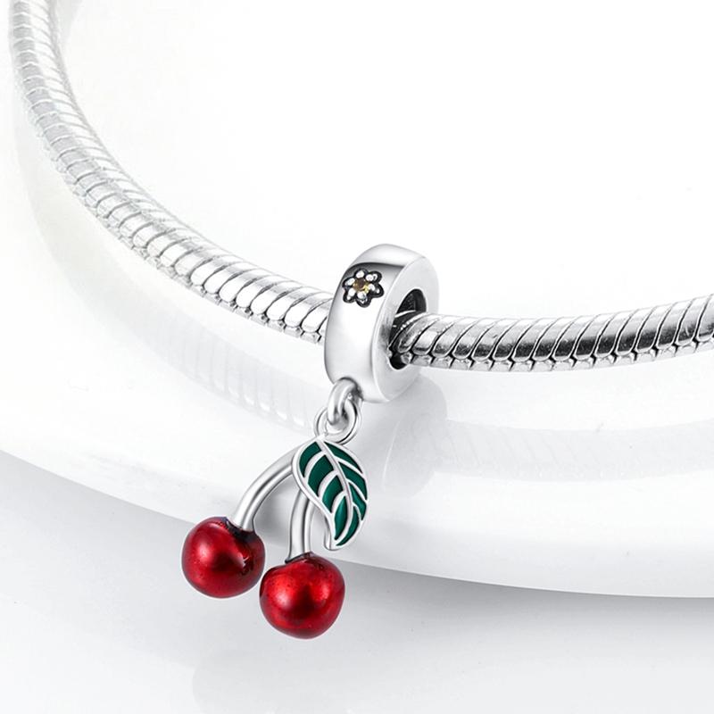 2026 925 Sterling Silver Charms Beads Pendant Red Cherry Strawberry Panda Charms Fit Original Bracelet Women's DIY Jewelry Gift
