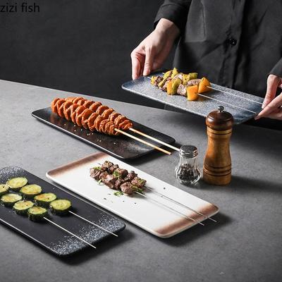 Piatto Rettangolare in Ceramica Vintage Piatto per Sushi Piatto per Pollame Arrosto Piatti da Dessert e Snack Stoviglie Speciali per Cucina Molecolare