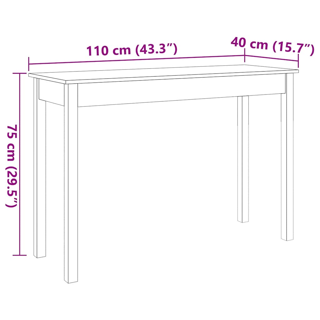 Console Table Wax Brown 110 x 40 x 75 cm Solid Pine Wood