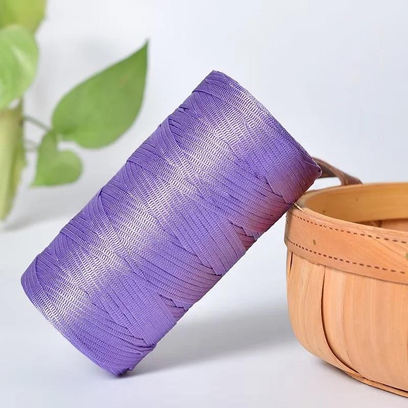Új Jég Selyem Fonal 250g/Tekercs 2.5mm Nyári Horgoló Fonal DIY Kötéshez Táska Cipő Lapos Üreges Fonal Kézzel Kötött Fonal Kellékek