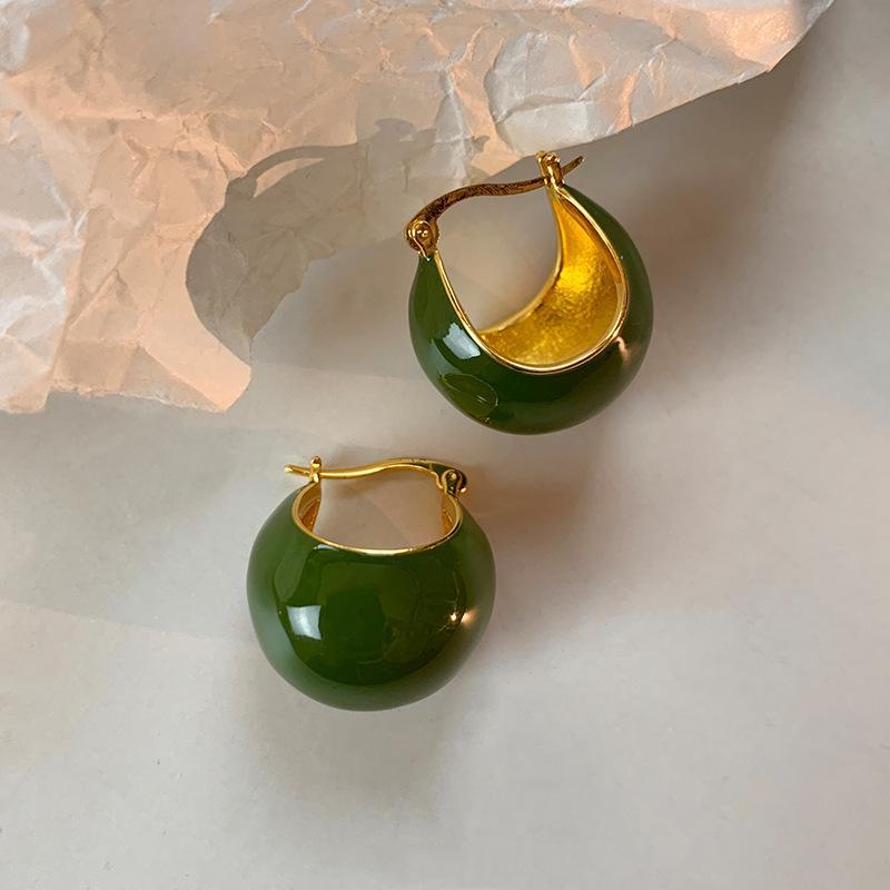 Ρετρό Σκουλαρίκια από σμάλτο Χονγκ Κονγκ για μικρά φασόλια - ελαφριά πολυτελή και μοντέρνα αξεσουάρ υψηλής ποιότητας