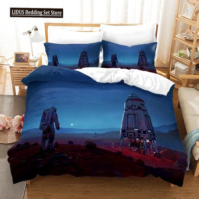 3D Astronaut Bettbezug Set Galaxie Stern Bettwäsche Set Polyester Bettdeckenbezug Mädchen Kinder Schlafzimmer Dekor King Size Mit Kissenbezug
