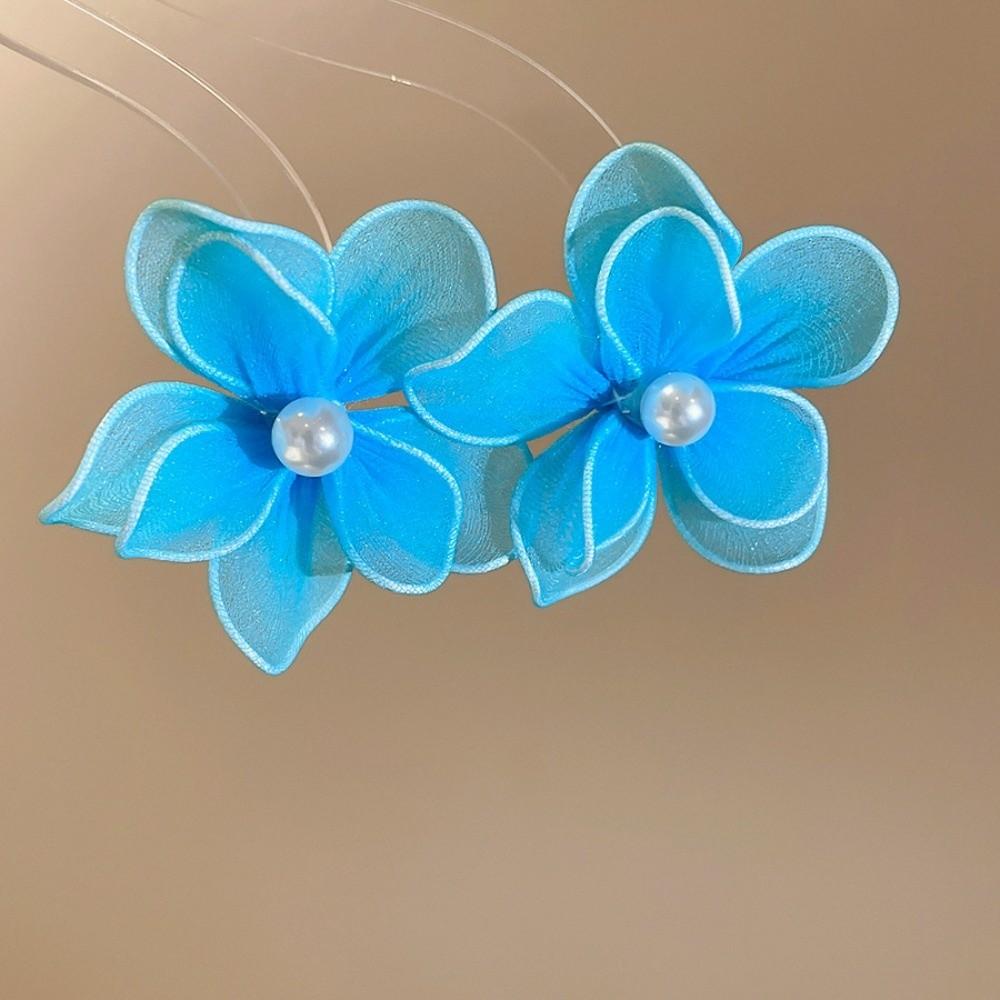 Iron Wire Iron Mesh Flower Earrings Pearl Ladies Stud Earrings Women Floral Ear Studs Daily Wear