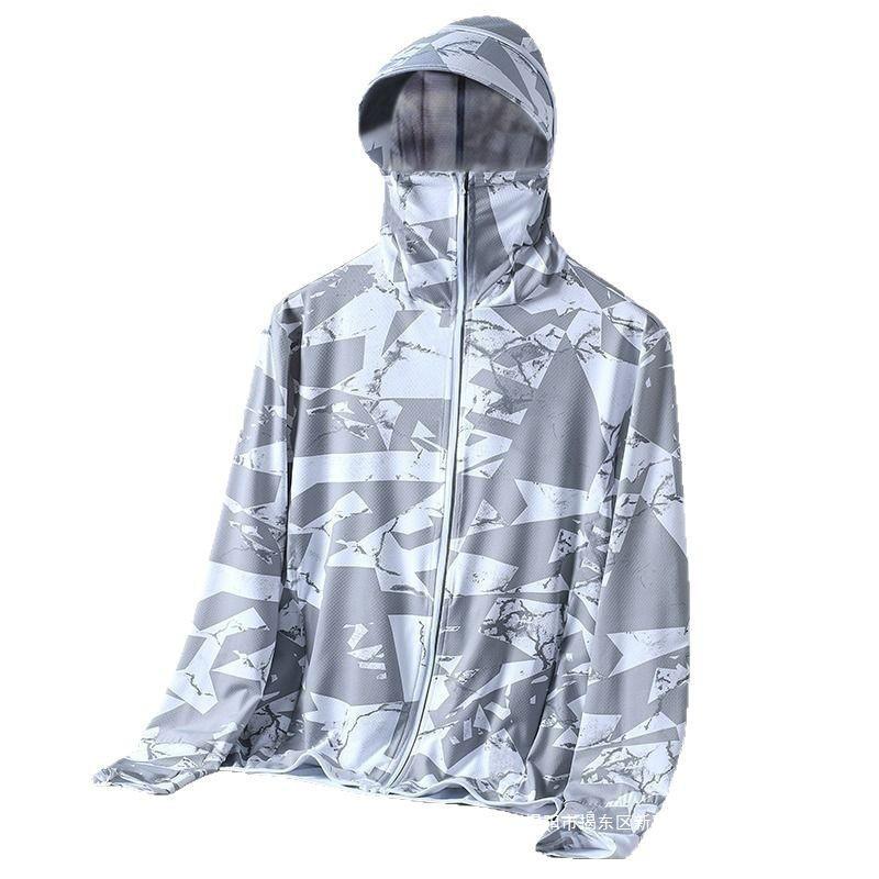 Herren Plus Size Eis-Seiden-Netz UV-Schutz Camouflage Sommerjacke