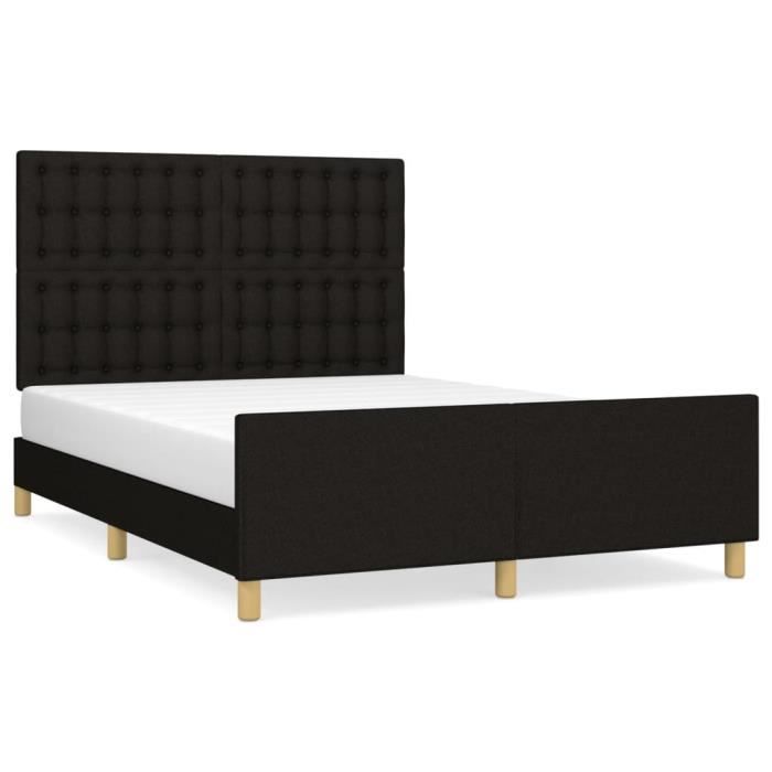 VidaXL Bed Frame with Headboard Black 140x190 Cm Fabric3125375
