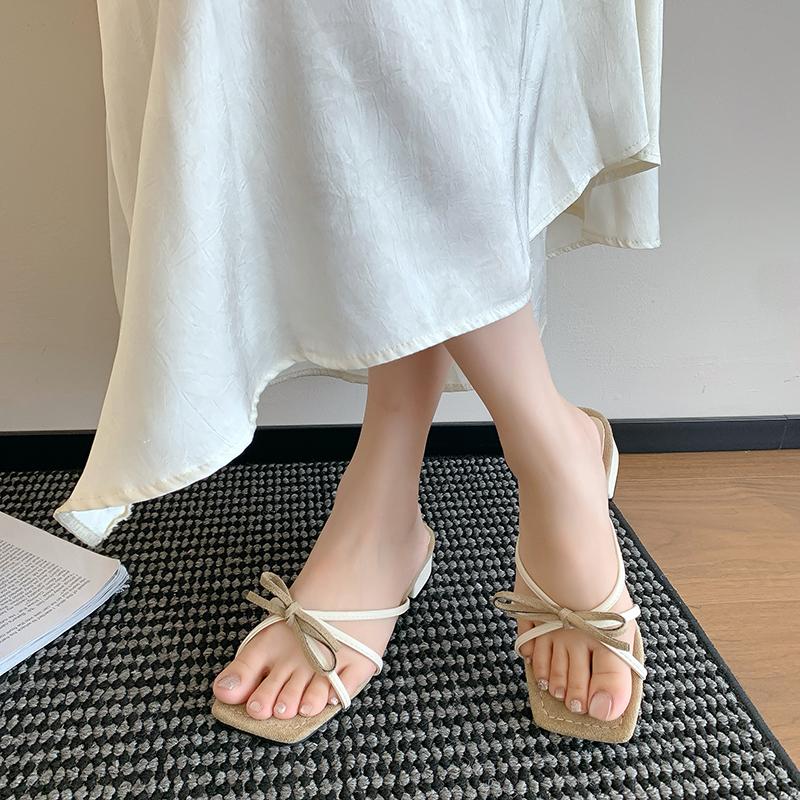 Fashion Flip-flops, Women Wear 2025 New Summer Half - Toe Sandals, Fashion Casual Mid-heel Chunky Sandals, Women's Shoes