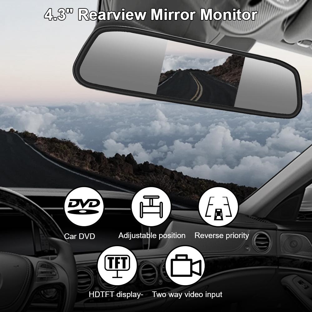 HD Video Monitor pro Automatické Parkování Automobilové Příslušenství 4,3palcový TFT LCD Barevný Monitor Zpětného Zrcátka Displej do Auta Univerzální