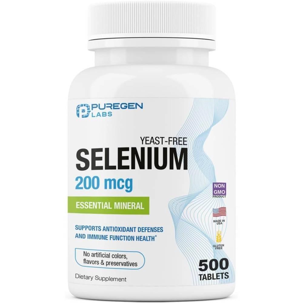 Puregen Labs Selenium 200mcg Yeast-Free Essential Minerals 1 pcs 500 Tablets