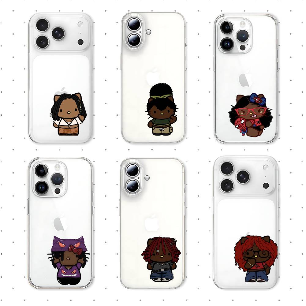 B-Black Earthy Head Wrap H-Hello K-Kit-ty Phone Case For Iphone17 16 15 11 13 14 Pro Max 7 8 Plus X Xr Xs Max Se2020 12mini Tran
