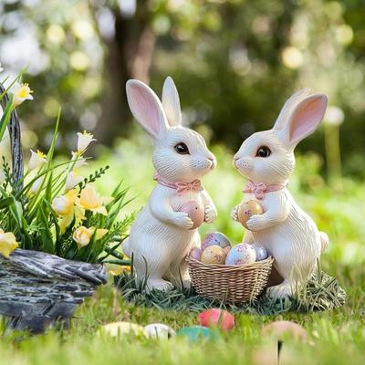 Easter Rabbit Garden Stake Acrylic Rabbit Sign Realistic Animal Figurine Suitable for Outdoor Decoration and Flower Top Sale