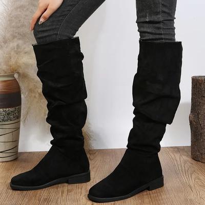 2024 Autumn and Winter Fashion New Sexy Solid Color Warm Round Toe Thick Bottom Low Heel Comfortable Women's Boots Botas Mujer
