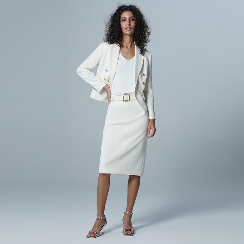 LadyS Elite White Wrinkle-Resistant Business Suit Set