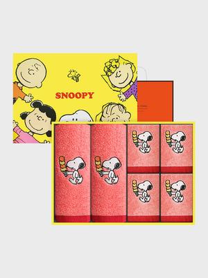 Songwol Towel Snoopy Love It Set Cotton & Ring [Coral Red SET]