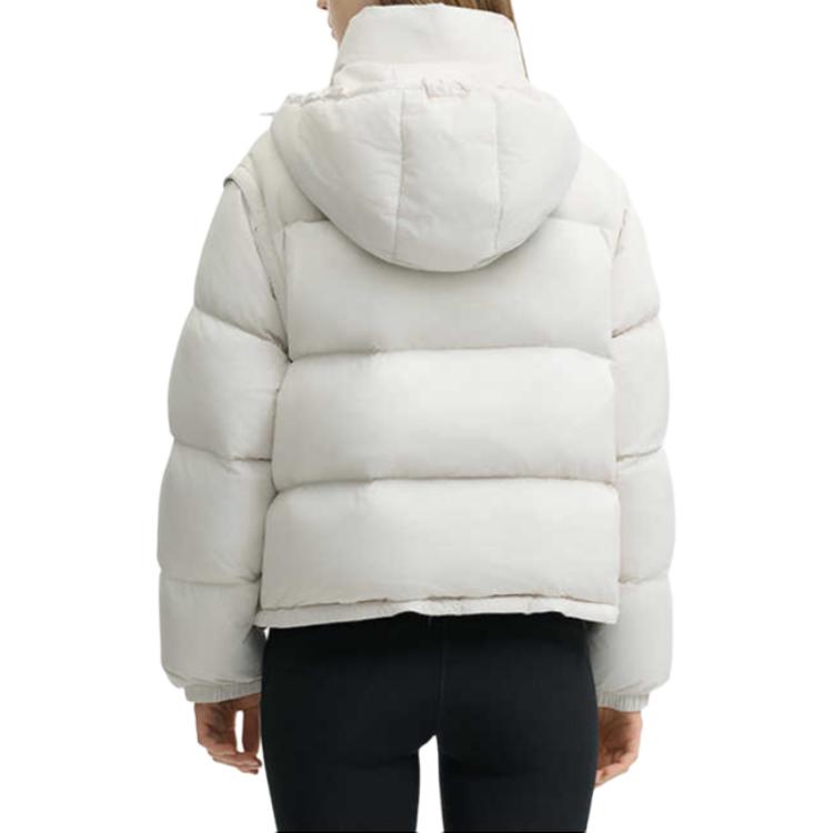 Fila Milano Serie Deportiva de Lujo Italiano Plumón de Ganso Cálido Color Sólido Simple con Capucha Manga Larga Chaqueta Acolchada para Mujer F11W445901FIV