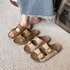 Fashion Cork Clogged Women's Slippers Summer Retro Comfortable Soft Flat Sandals Matte Platform Sandals Adjustable Button Beach Shoes