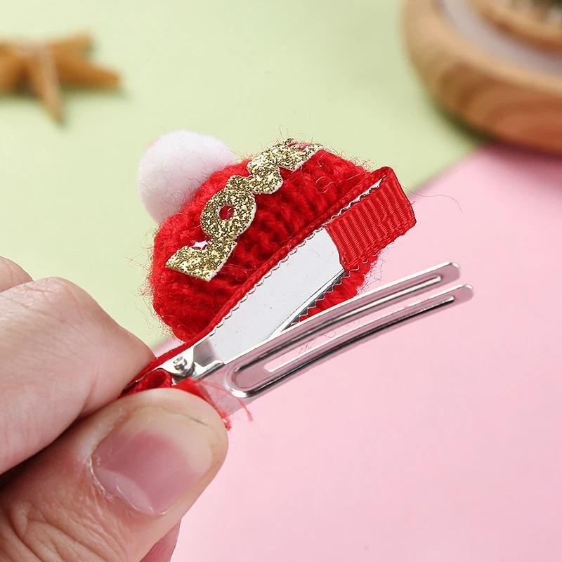 10/20pcs 3.5*4.5cm Mini LOVE Knitted Hat Christmas Decoration Festival Celebration Decor Gift Hat Hairpin Accessories Small Hat