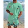 Hawaiianischer Urlaubsstil Sommer Herren 3D-Druck T-Shirt und Shorts Set Locker Einfach Mode Sportbekleidung Lässig Zweiteiliges Outfit Für Erwachsene Männer