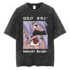 Harajuku Streetwear Vintage TShirt Japanese Anime Naruto Oversize T Shirt Washed Black Tshirt Men Summer Cotton Top Tees