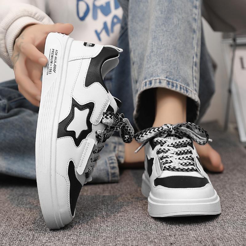 Spring Fashion Versatile Student Casual Board Shoes Men's Shoes, White Red White Black Rice Green