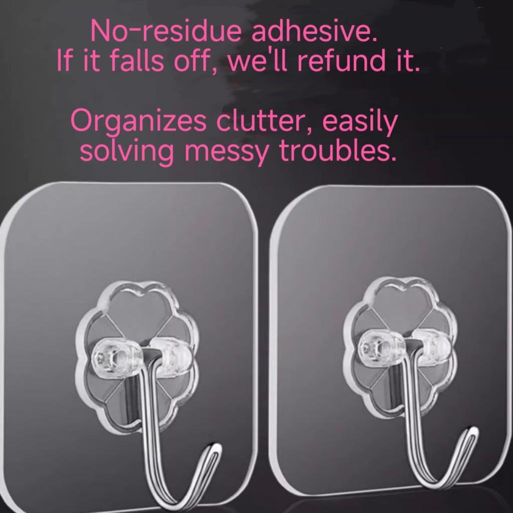 No Drill Self Adhesive Hooks Wall Mounted Shoe Rack, Strong Sticky Waterproof Hangers for Kitchen, Bathroom, Dorm, Bedroom & Door Back Storage