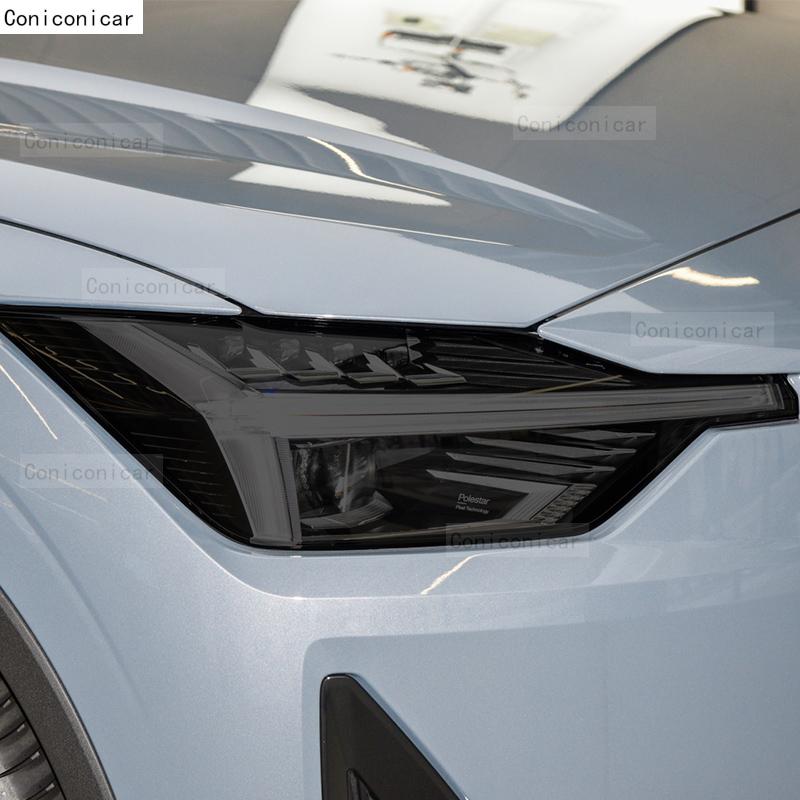 Für Polestar 2 2021-2024 2023 Auto Scheinwerfer Schwarz TPU Schutzfolie Frontlicht Tönung Farbwechsel Aufkleber Zubehör
