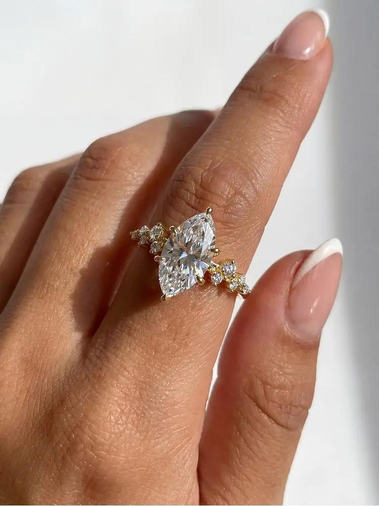 925 Sterling Silver Elegant Classic Lace Marquise Zircon Ring For Women Engagement Wedding Luxury High Quality Fine Jewelry