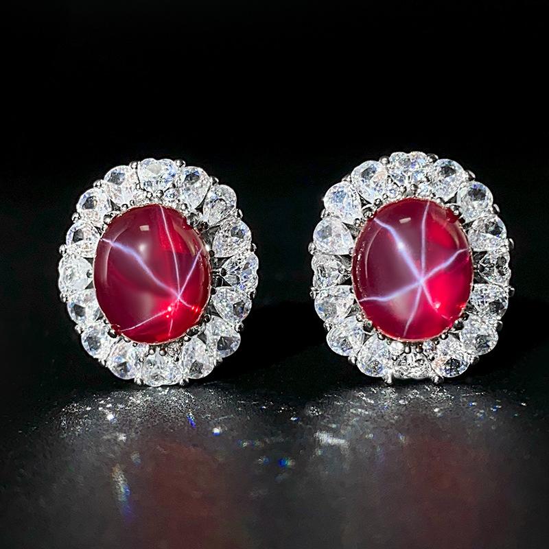 Schmuck Eis Samen Fluoreszierend Denier Form Simulation Roter Korund Hexagramm Stern Licht Set Hauptstein 18 * 20