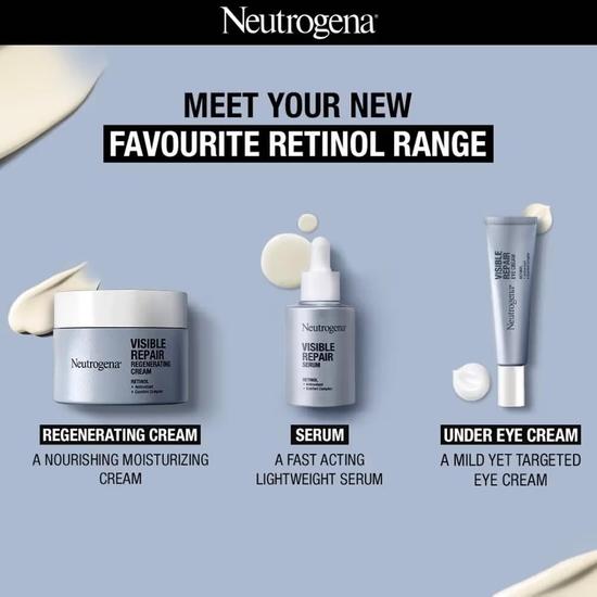 Neutrogena Visible Repair Retinol Tages- & Nachtcreme: Kurbelt Kollagen für Anti-Aging, Falten, feine Linien an 50g