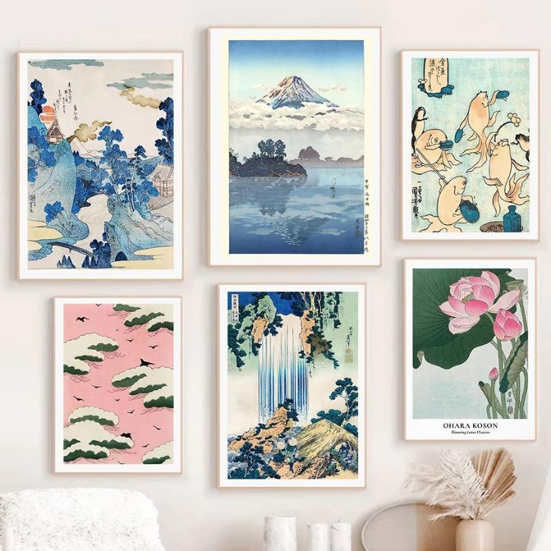 Hokusai Ohara Koson Japanese Art Poster Vintage Guest Room Home Bar Cafe Decoration Home Decoration Print Wall Poster Pictures