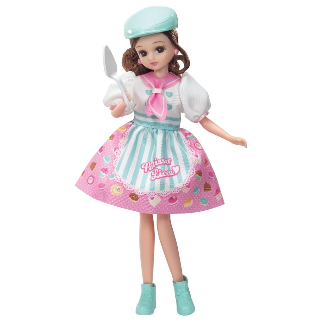 TAKARA TOMY Doll Patissier Pretend Play Toy 3 and Licca-chan "Oshigoto Friends" Licca-chan Dress-up (Ages Up)
