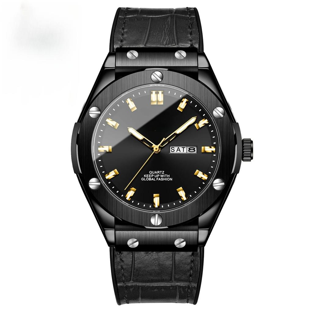Business Watch Waterproof Luminous Date Calendar Function Men's Stainless Steel Quartz Wristatch
