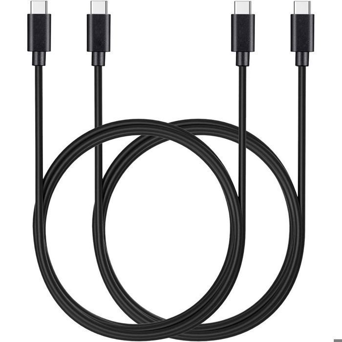 2 Câble USB-C vers USB-C 1,8M pour Samsung Galaxy S25 Ultra/S25 Edge/S25+/S25 FE - Noir
