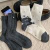 Female Autumn and Winter Thickened Warm Cartoon Cute Cat Wool Mid Tube Socks