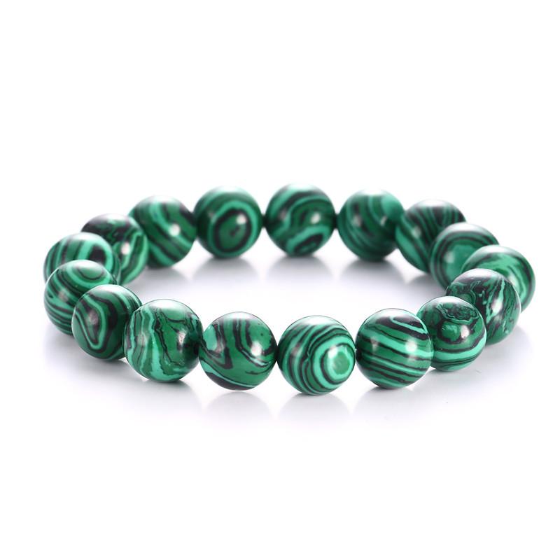 8mm Natural Stone Optimized Malachite Bracelet, Single-loop Bracelet, Couple's Bracelet Gift