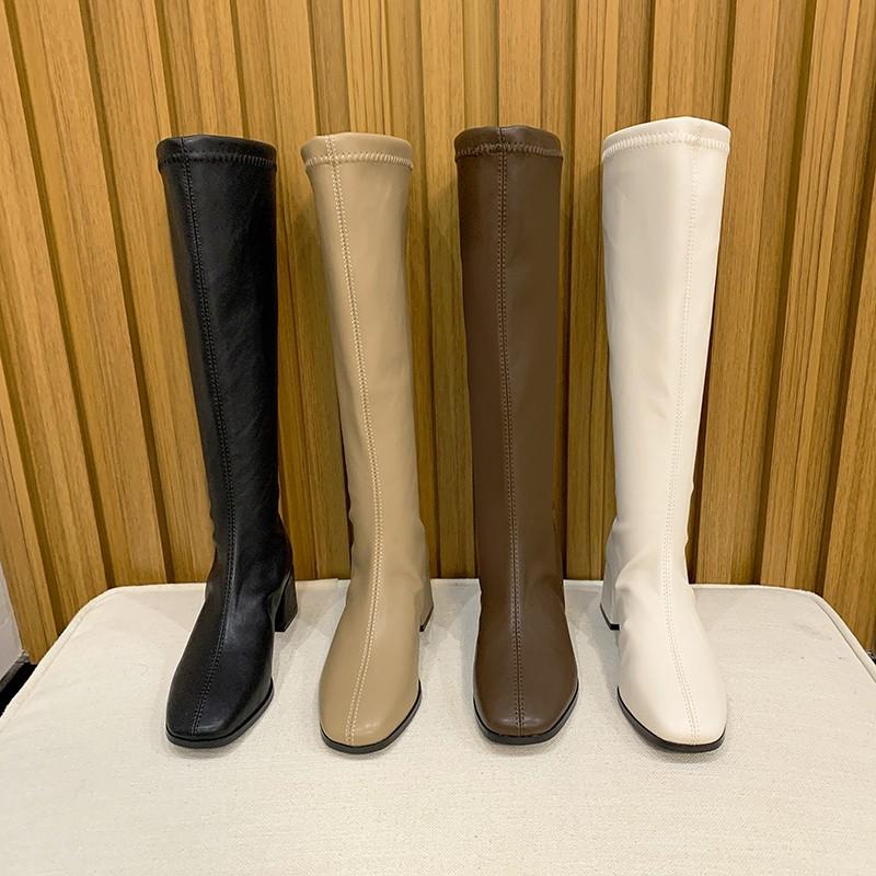 High Boots Women's British Style Naked Boots Slim 2024 New Fashionable Versatile Non-over Knee Long