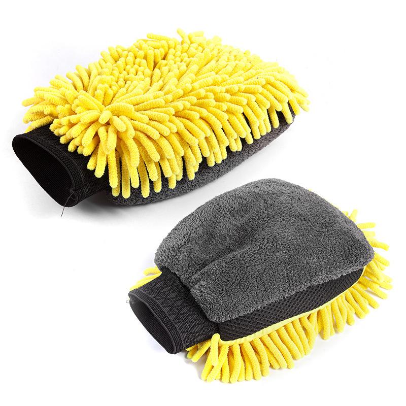 Double-Sided Waterproof Chenille Car Wash Gloves - Long Pile Coral Fleece for Effective Dust Removal