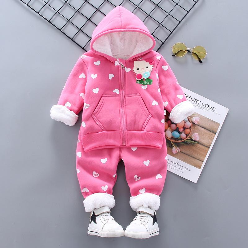 New Winter Girls Plush Set for Boys Casual Sports Two-piece Set for Baby Toddler Outdoor Clothing Sets