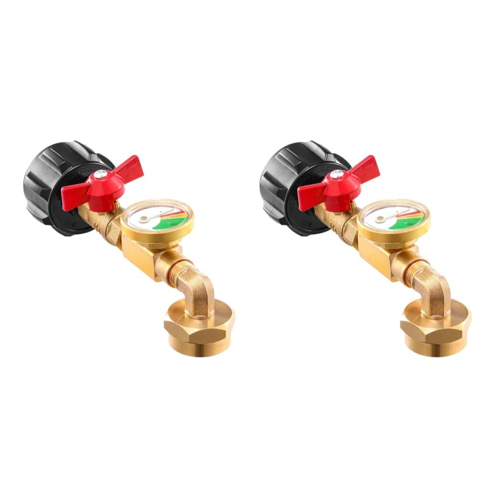 QCC1 Propane Refill Elbow Adapter with Valve and Gauge Propane Refill Pressure Adapter for Camping Grill 1LB Bottle Refilled