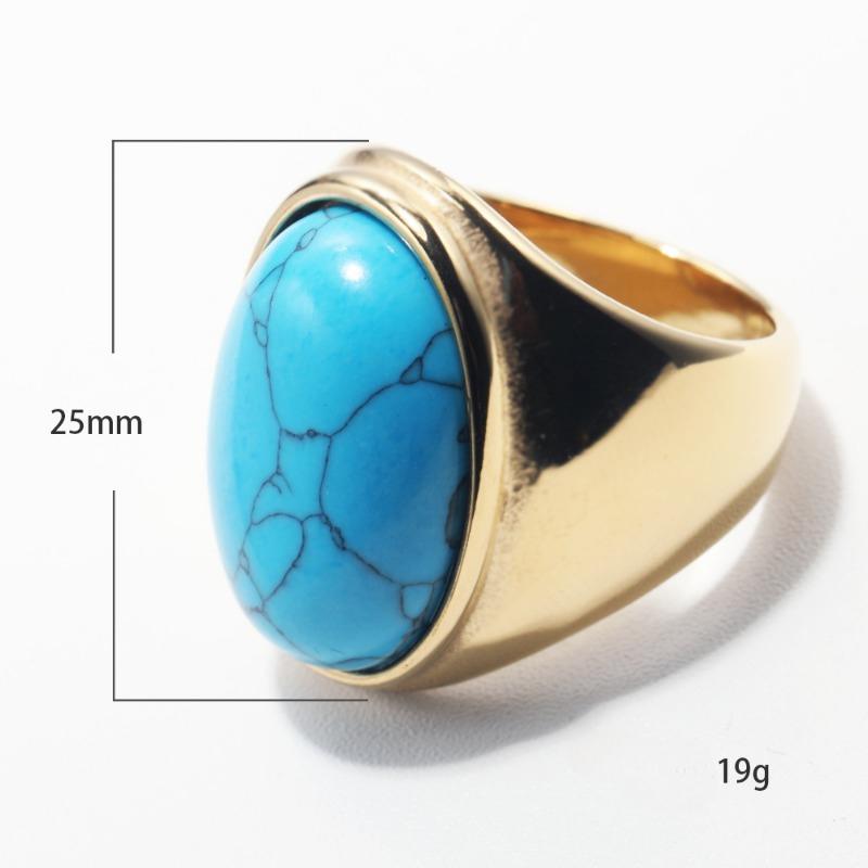 Luxury Gemstone Ring for Men Personalised Hip Hop Steel Titanium Jewellery Black Gold Silver Rock Hipster Street Finger Ring