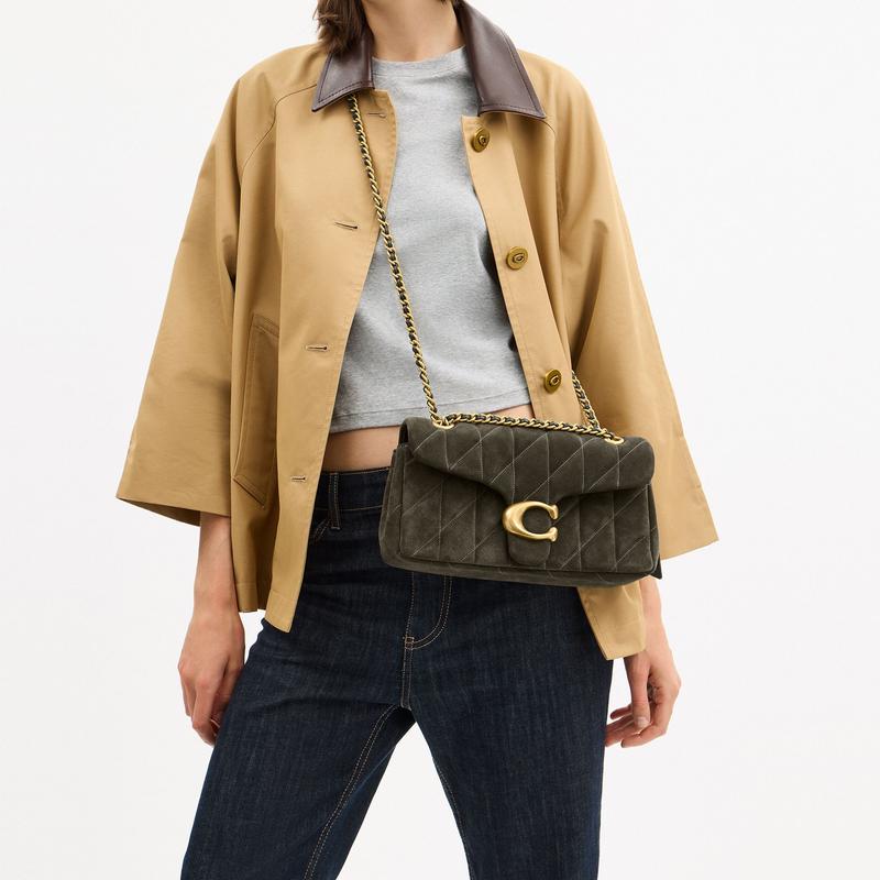 Coach Tabby 26 Bronze Hardware Split Leather Crossbody Shoulder Bag Medium Women's Olive Green