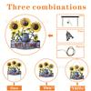 Metal Sunflower Wall Decor with Watering Can and Welcome Sign Garden Hanging Ornament Indoor Outdoor Wall Art