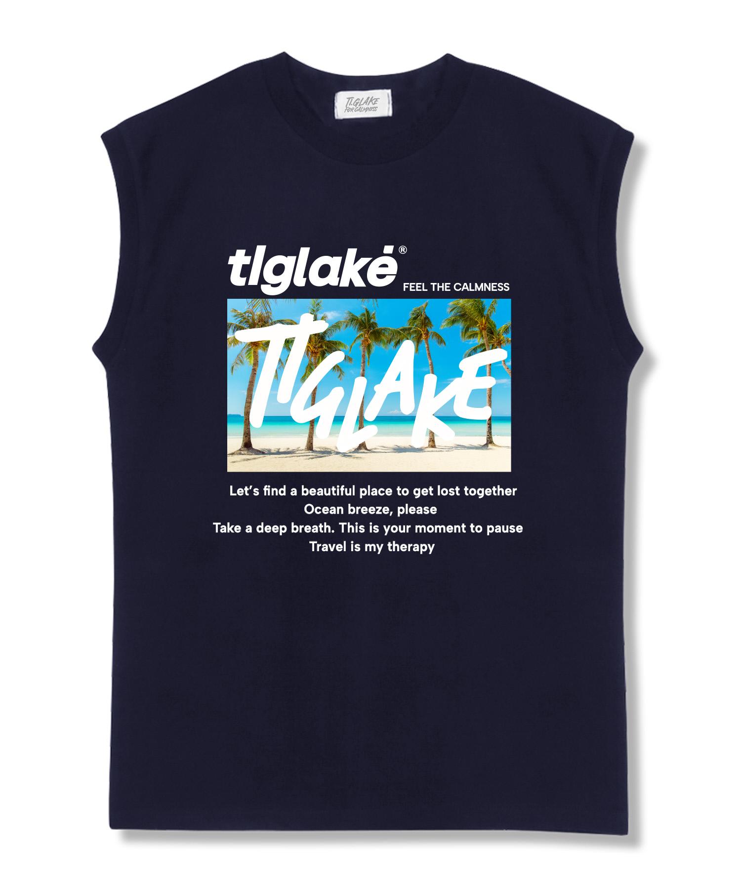 Tee Glake Vacation Oversized Sleeveless T-Shirt Navy L