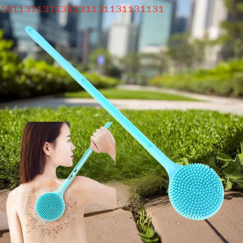 Long-Handled Double Sided Silicone Exfoliating Brush for Deep Body Cleaning and Massage