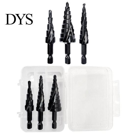 Twist Drills 3Pcs Drill Bits High-Hardness Sharp Spiral Hexagonal Handle Pagoda Combined Set for Workshop Step