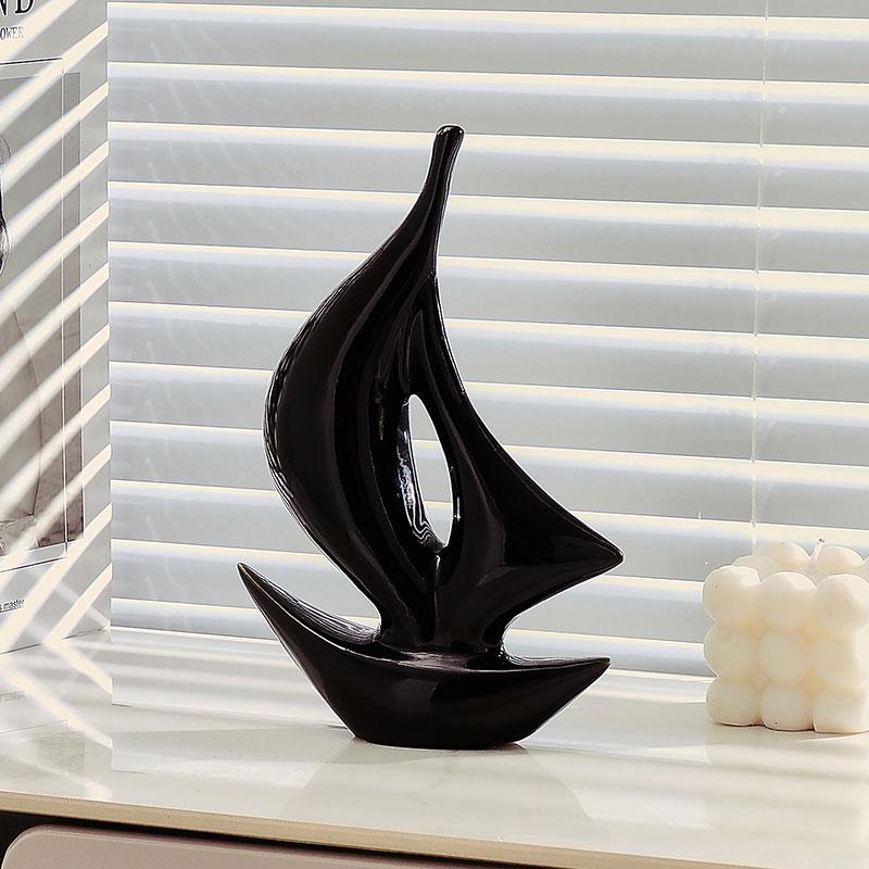 Home Ceramic Sailing Ornaments Luxury Living Room Wine Cabinet TV Cabinet Office Decoration Ceramic Crafts Housewarming Gift